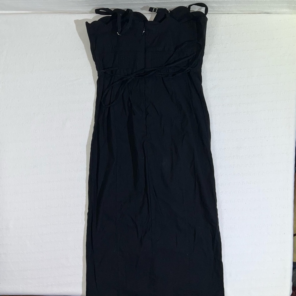 Anthropologie Womens Midi Dress Size 6 Black Preppy Party Celebration Front Slit - Picture 8 of 14